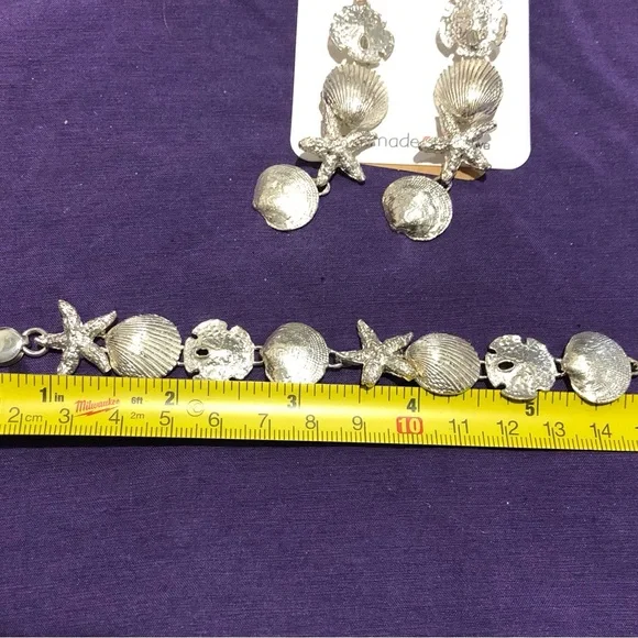 Vintage 925 Sterling Silver Sea Life Collection Bracelet and Earrings Set - Picture 8 of 10